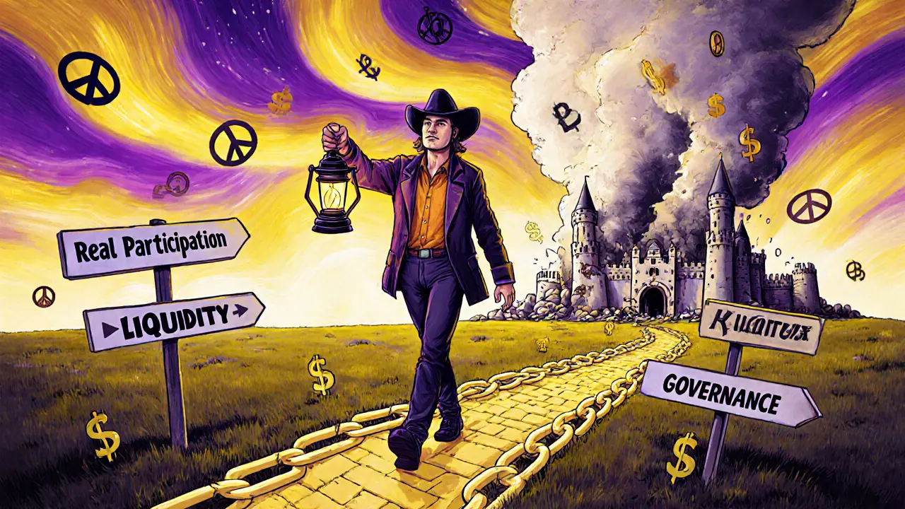 Adventurer walks toward crypto participation as scam castle crumbles behind