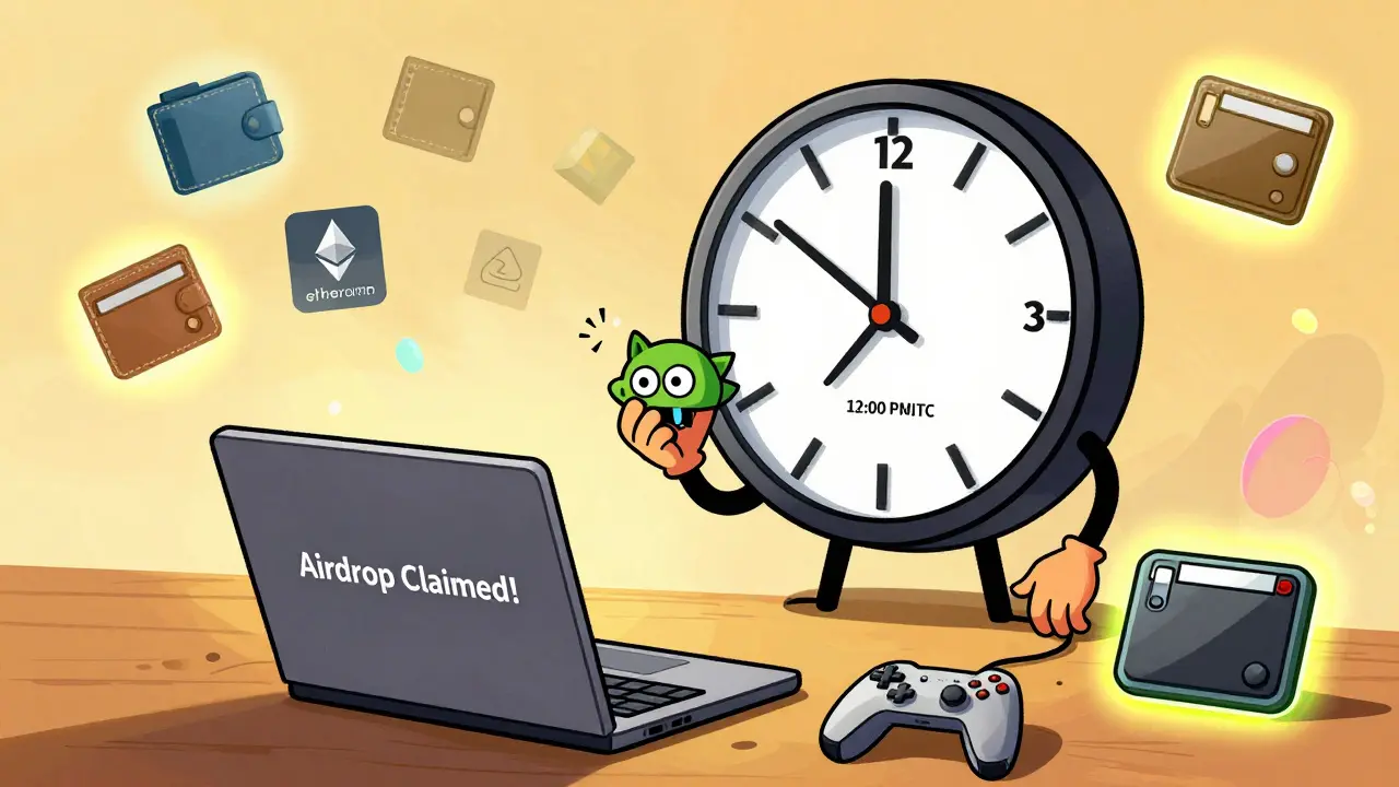 A user confused by a countdown clock, with wrong wallets fading and only a BSC wallet glowing brightly.