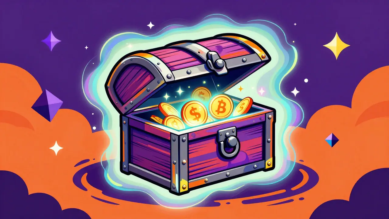 Colorful artistic depiction of a secure digital vault opening to reveal glowing tokens.