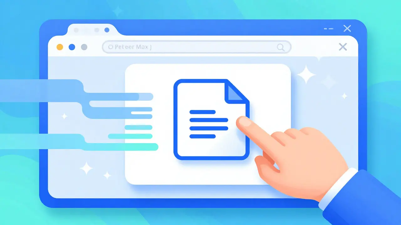 Vibrant illustration of a file being instantly cleaned in a browser window