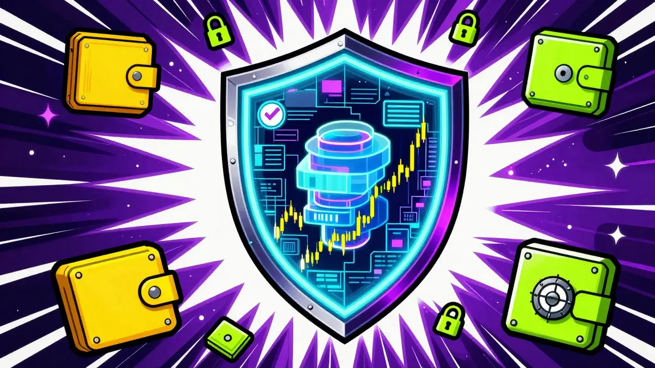 Vibrant shield symbolizing strict OJK crypto rules