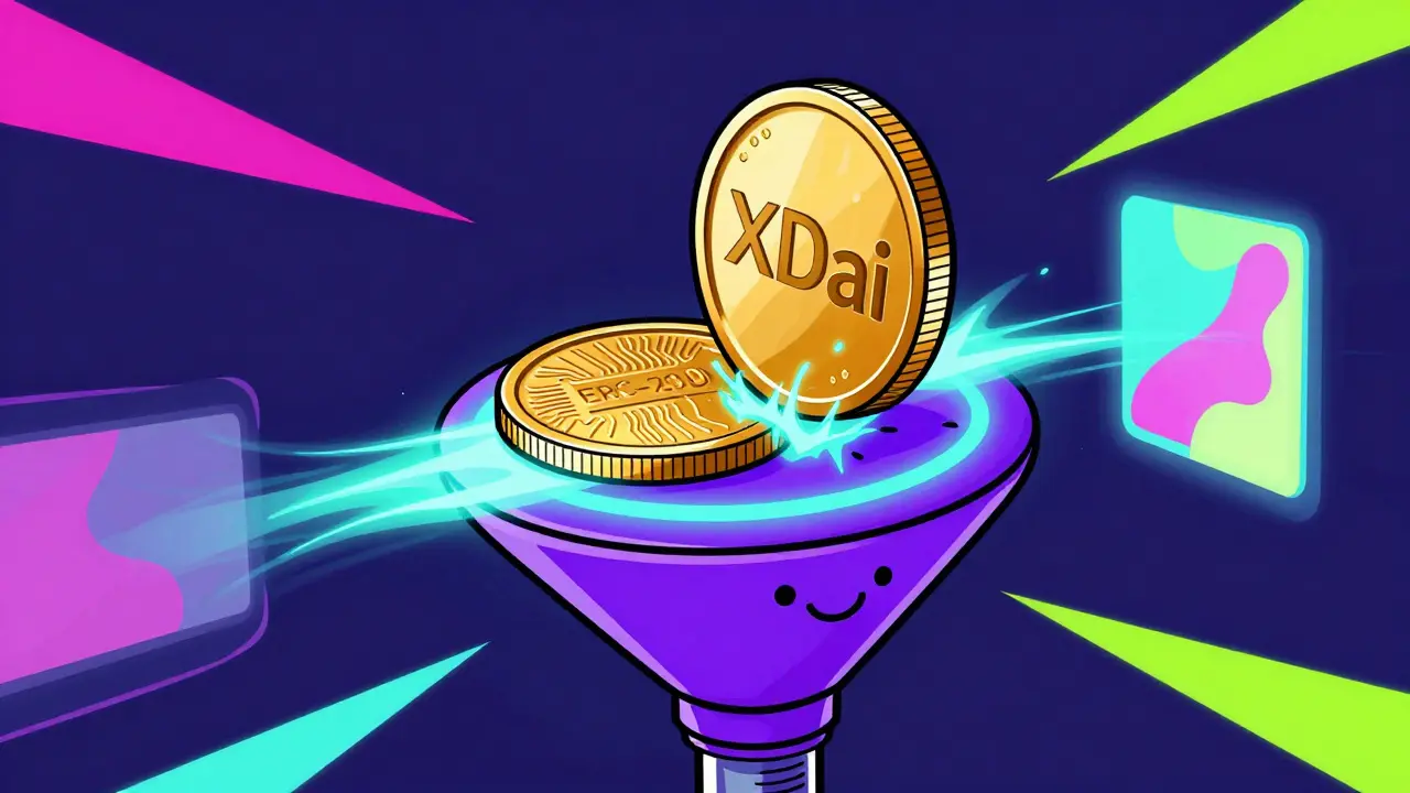 xDai transforming into ERC-20 wxDai token via adapter