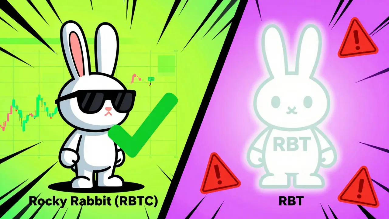 Colorful illustration comparing active Rocky Rabbit vs inactive RBT