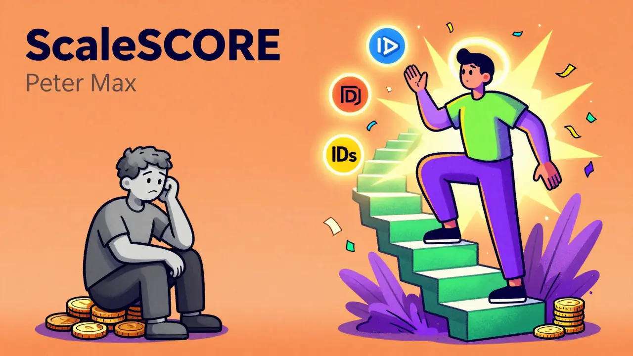 Illustration comparing passive vs active crypto users climbing a vibrant merit ladder.