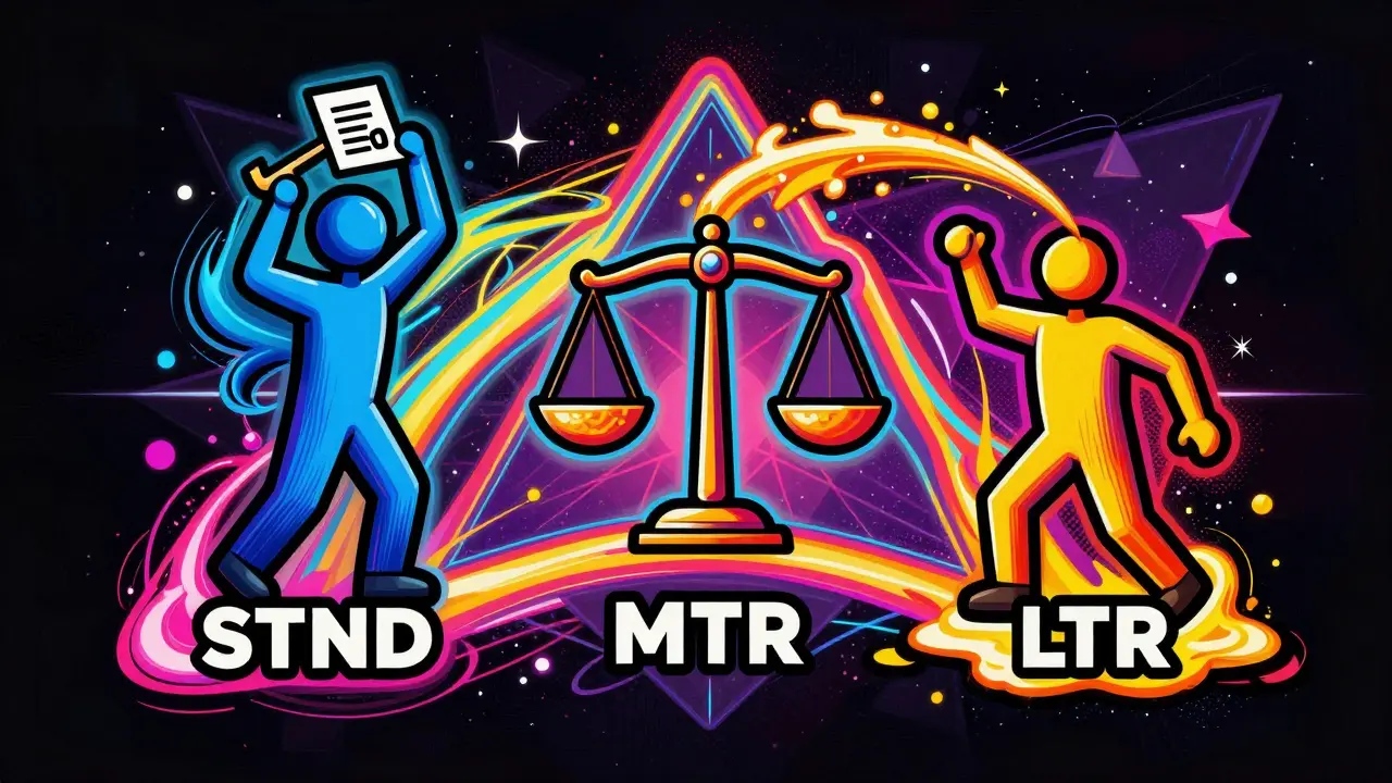 Three interconnected tokens in vibrant Peter Max pop art style