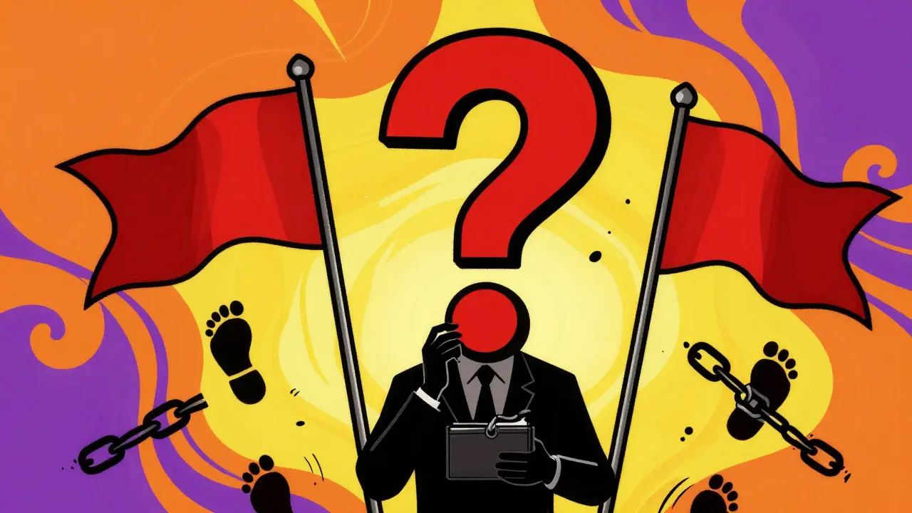 Vibrant art showing red flags and confusion around unregulated crypto exchanges