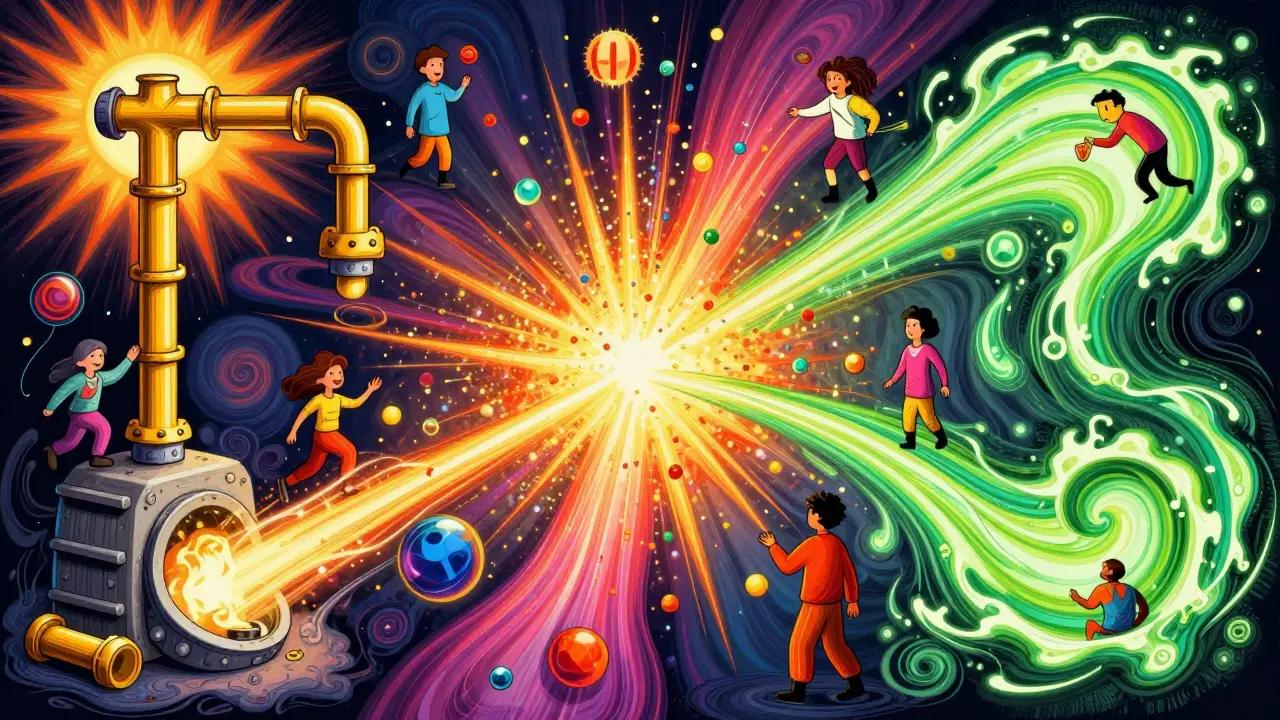 Vibrant illustration showing streams of tokens for sales, airdrops, and staking rewards.