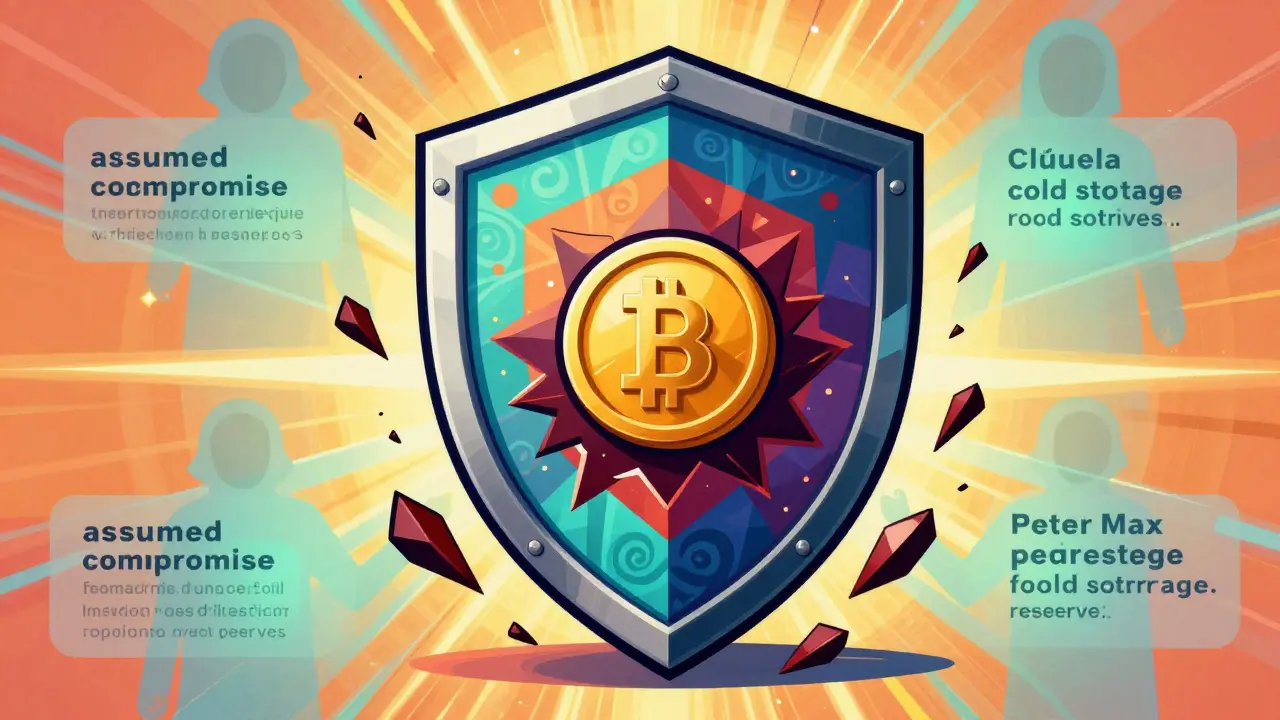 Colorful shield protecting coins from cyber threats