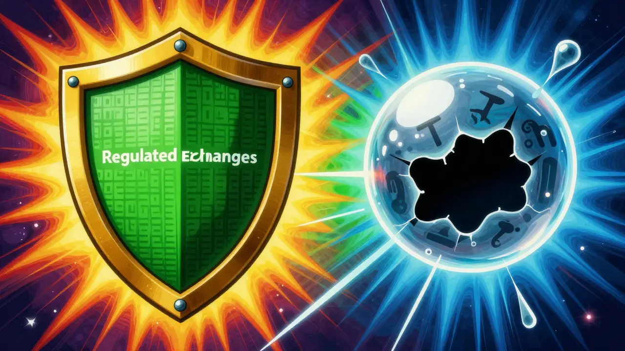 Contrast between safe regulated shields and popping risk bubbles