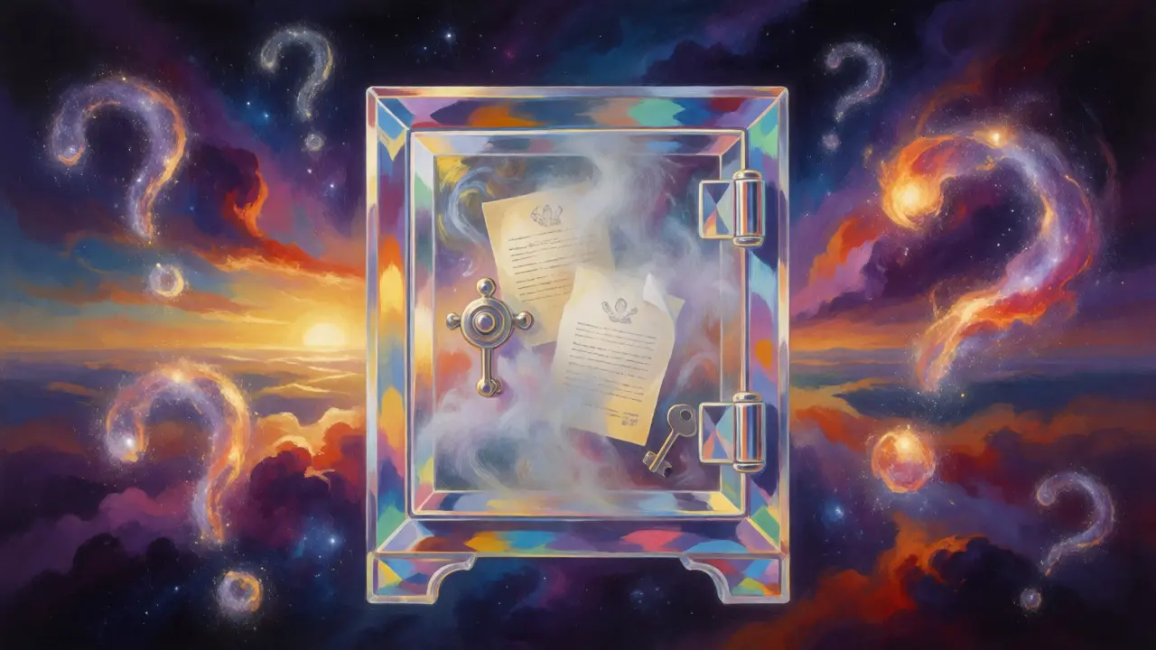 Abstract cosmic vault representing BEX's lack of transparency and uncertain future.