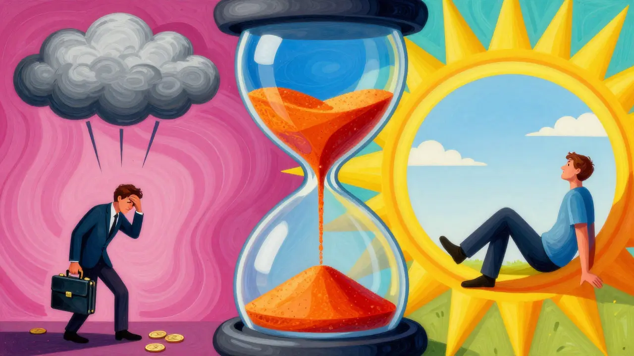 Abstract hourglass showing short-term vs long-term tax concepts