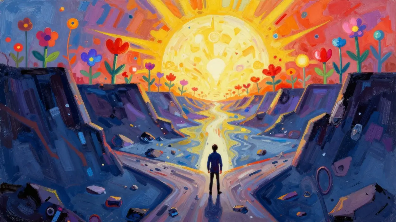 Vibrant landscape showing market volatility and future potential
