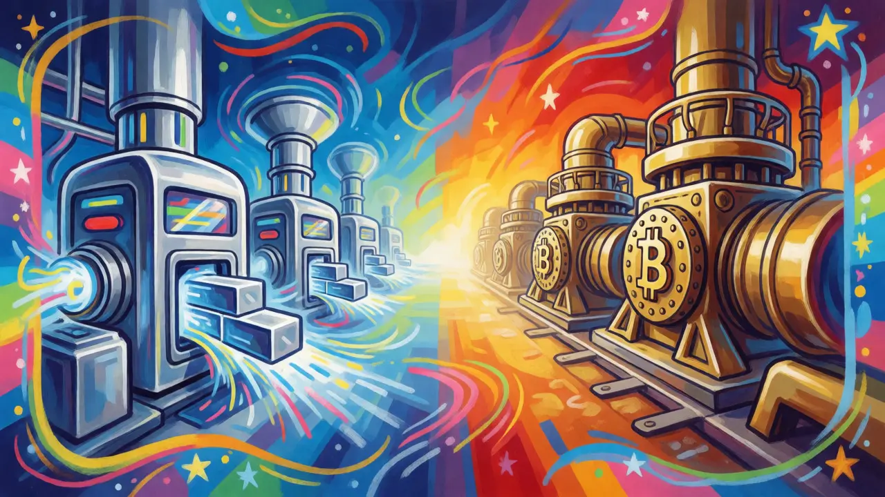 Side-by-side comparison of fast and slow crypto mining rigs