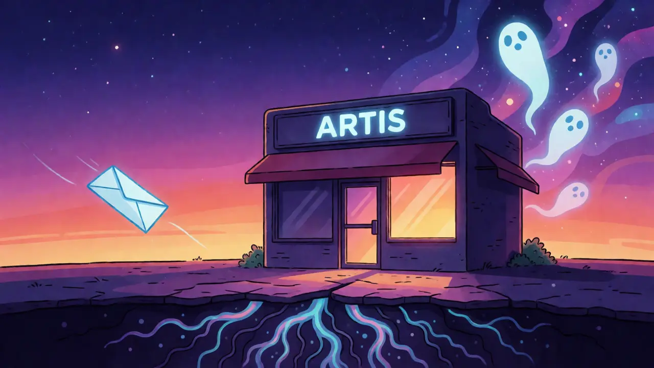 Stylized sunset scene depicting the closure of Artis Turba exchange