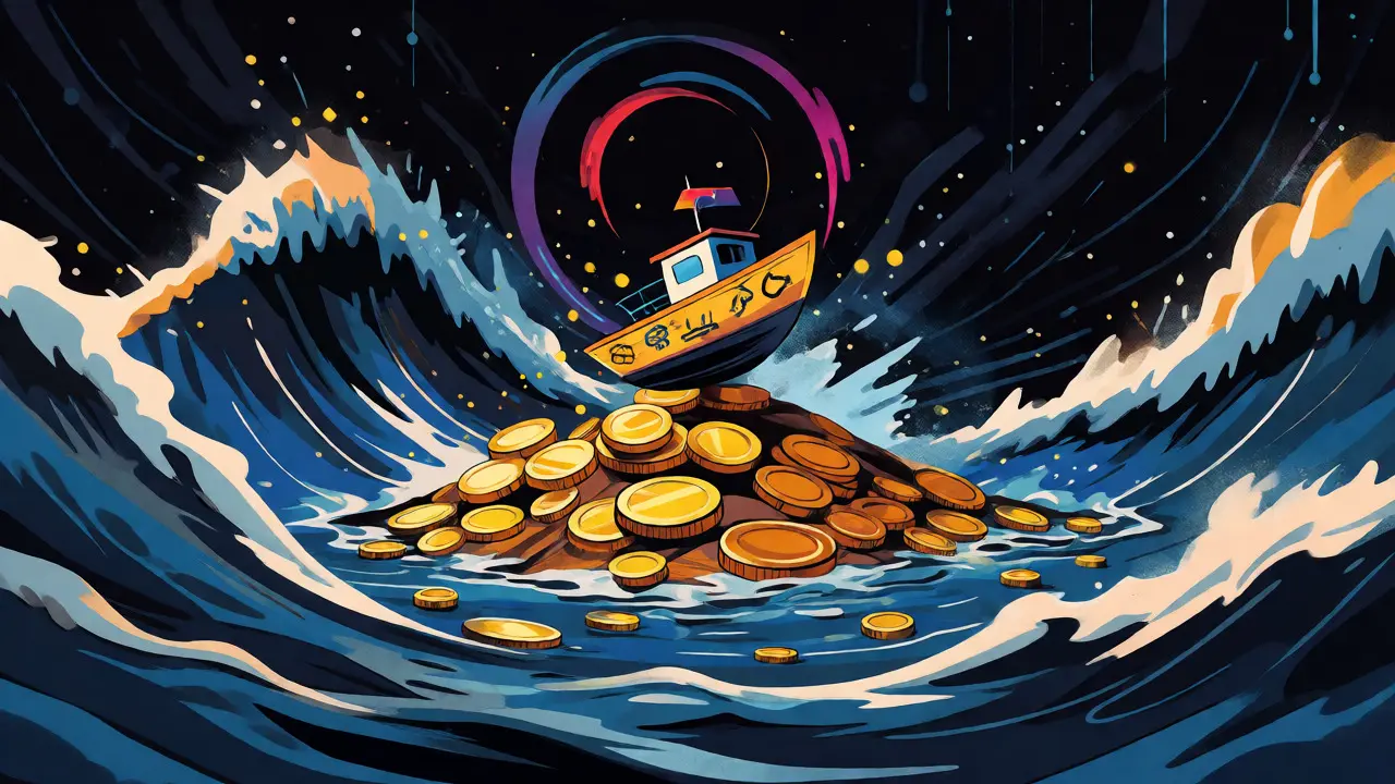 Small boat battling huge waves representing low liquidity risks